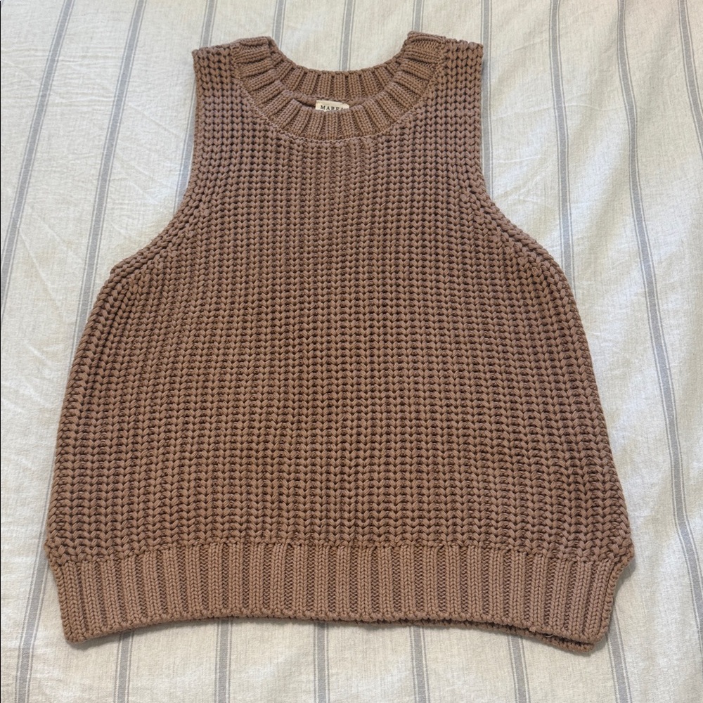 NWT Marea Sleeveless Chunky Knit Tank Top in Camel - Picture 5 of 8